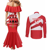 Custom Gibraltar Football Couples Matching Mermaid Dress and Long Sleeve Button Shirt Castle And Key Sporty Style