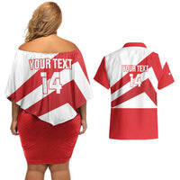 Custom Gibraltar Football Couples Matching Off Shoulder Short Dress and Hawaiian Shirt Castle And Key Sporty Style