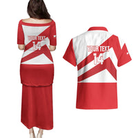 Custom Gibraltar Football Couples Matching Puletasi and Hawaiian Shirt Castle And Key Sporty Style