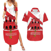 Custom Gibraltar Football Couples Matching Summer Maxi Dress and Hawaiian Shirt Castle And Key Sporty Style