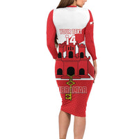 Custom Gibraltar Football Family Matching Long Sleeve Bodycon Dress and Hawaiian Shirt Castle And Key Sporty Style