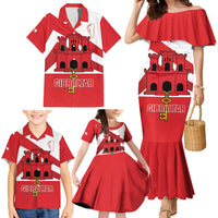 Custom Gibraltar Football Family Matching Mermaid Dress and Hawaiian Shirt Castle And Key Sporty Style