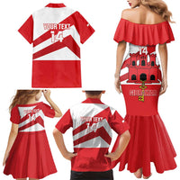 Custom Gibraltar Football Family Matching Mermaid Dress and Hawaiian Shirt Castle And Key Sporty Style