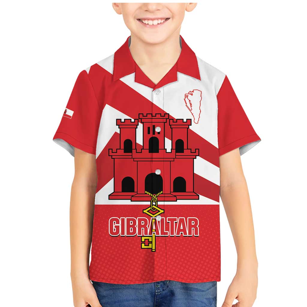 Custom Gibraltar Football Family Matching Mermaid Dress and Hawaiian Shirt Castle And Key Sporty Style