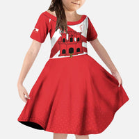 Custom Gibraltar Football Family Matching Off The Shoulder Long Sleeve Dress and Hawaiian Shirt Castle And Key Sporty Style