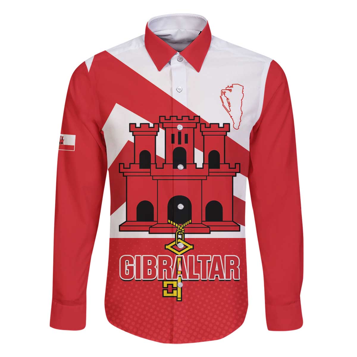 Custom Gibraltar Football Family Matching Off The Shoulder Long Sleeve Dress and Hawaiian Shirt Castle And Key Sporty Style
