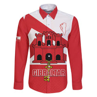 Custom Gibraltar Football Family Matching Off Shoulder Short Dress and Hawaiian Shirt Castle And Key Sporty Style