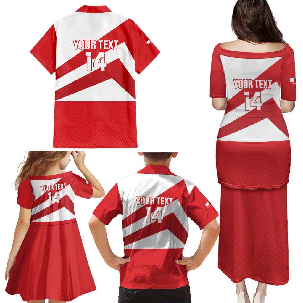 Custom Gibraltar Football Family Matching Puletasi and Hawaiian Shirt Castle And Key Sporty Style
