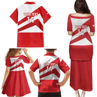 Custom Gibraltar Football Family Matching Puletasi and Hawaiian Shirt Castle And Key Sporty Style