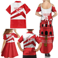 Custom Gibraltar Football Family Matching Summer Maxi Dress and Hawaiian Shirt Castle And Key Sporty Style