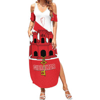 Custom Gibraltar Football Family Matching Summer Maxi Dress and Hawaiian Shirt Castle And Key Sporty Style