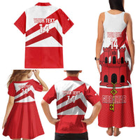 Custom Gibraltar Football Family Matching Tank Maxi Dress and Hawaiian Shirt Castle And Key Sporty Style