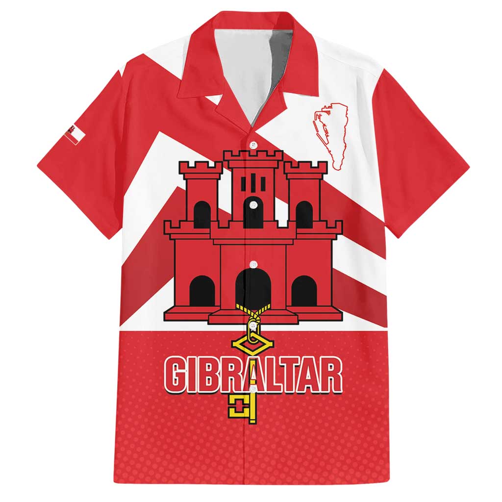 Custom Gibraltar Football Hawaiian Shirt Castle And Key Sporty Style