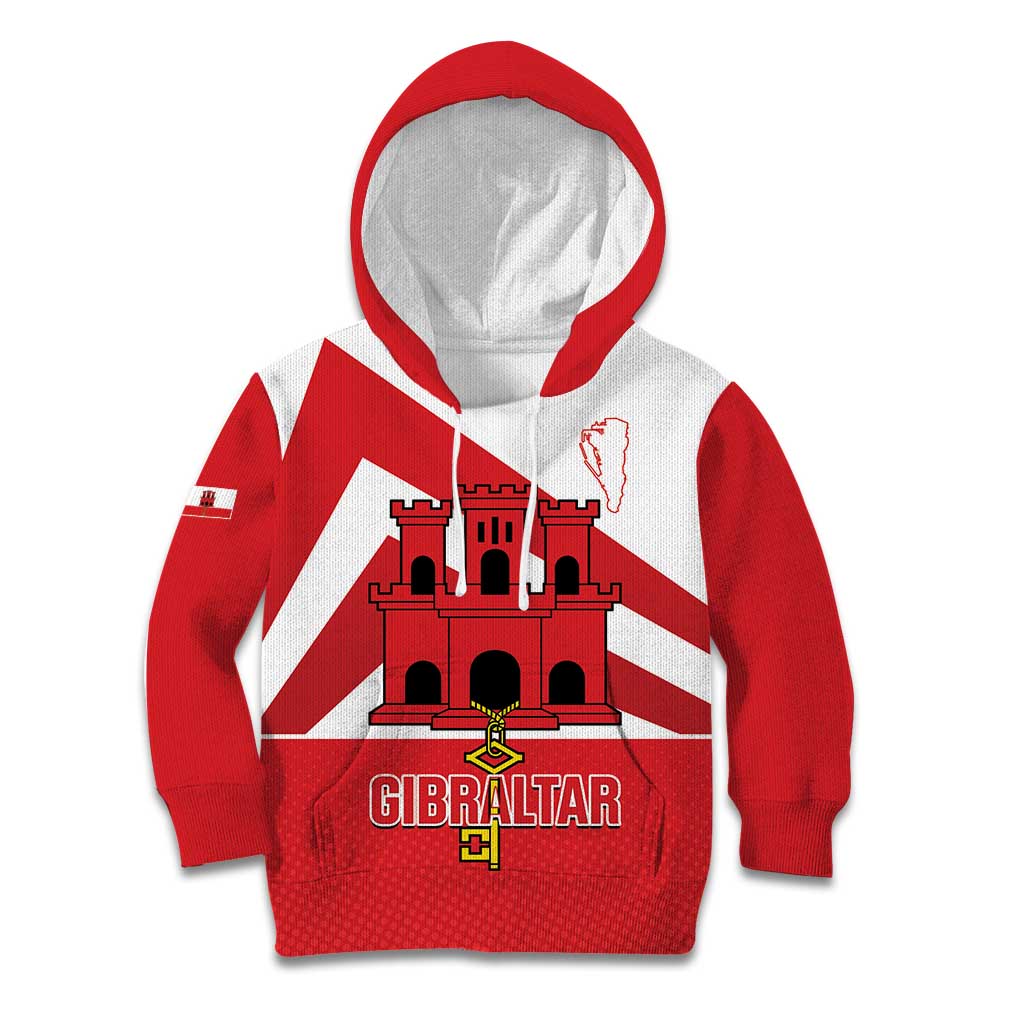 Custom Gibraltar Football Kid Hoodie Castle And Key Sporty Style