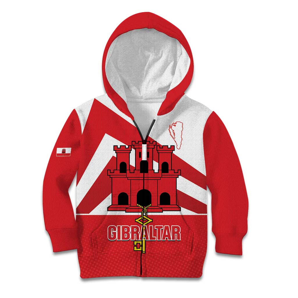 Custom Gibraltar Football Kid Hoodie Castle And Key Sporty Style
