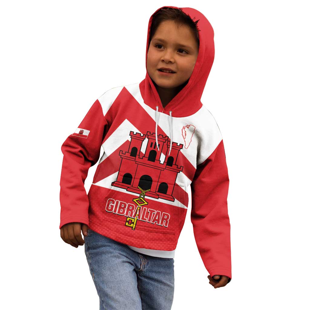 Custom Gibraltar Football Kid Hoodie Castle And Key Sporty Style