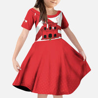 Custom Gibraltar Football Kid Short Sleeve Dress Castle And Key Sporty Style