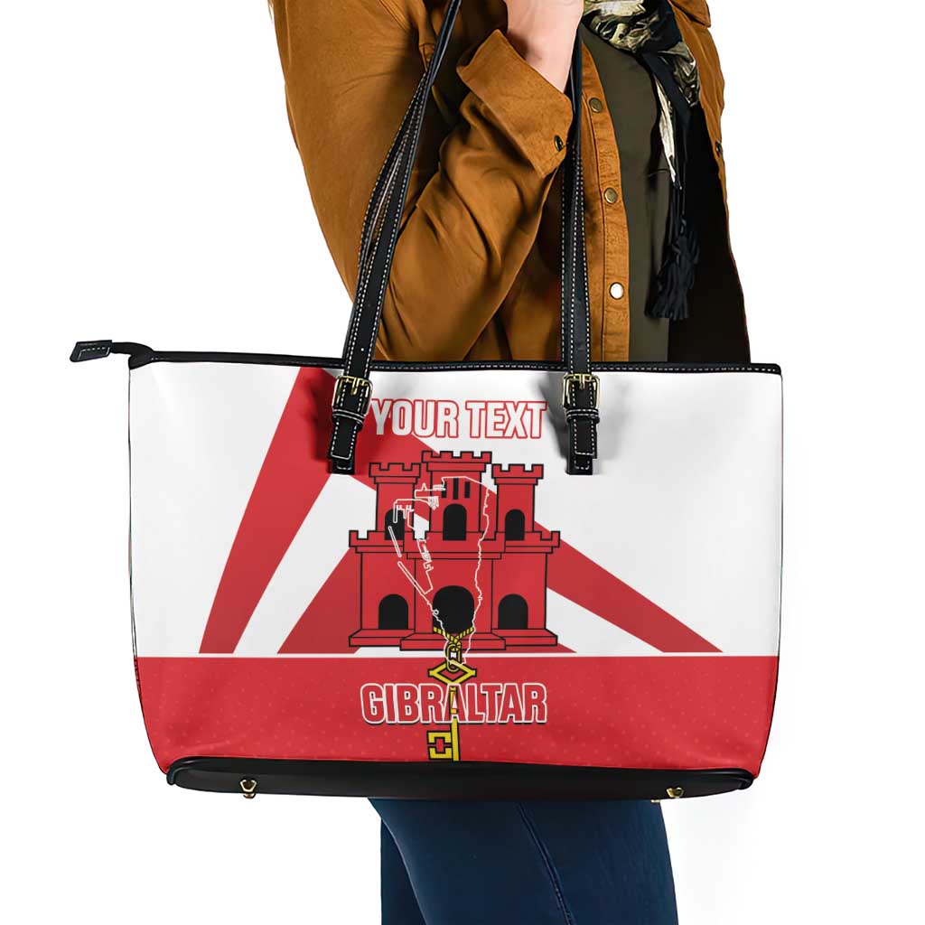 Custom Gibraltar Football Leather Tote Bag Castle And Key Sporty Style