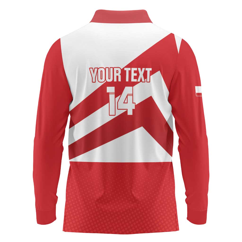 Custom Gibraltar Football Long Sleeve Polo Shirt Castle And Key Sporty Style