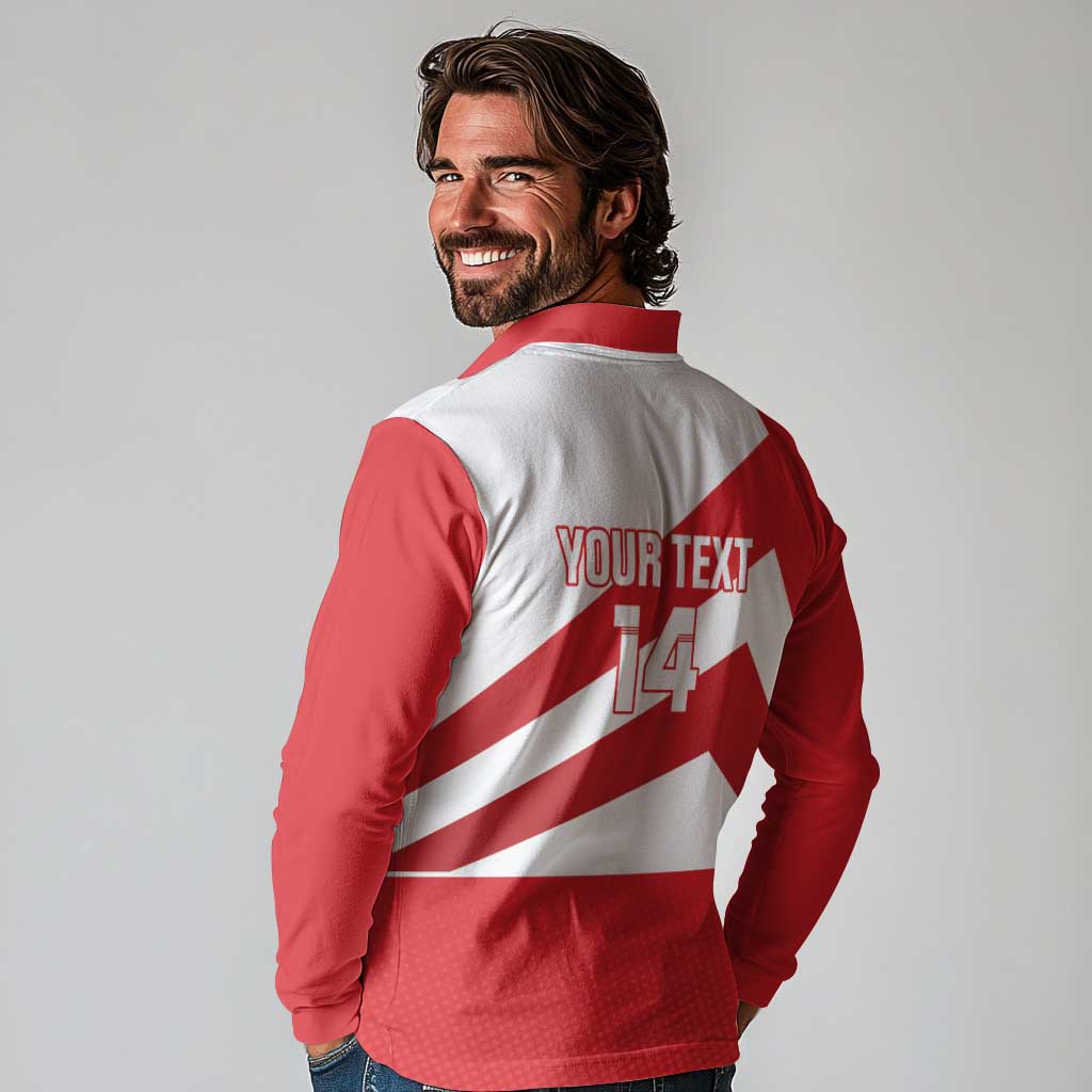 Custom Gibraltar Football Long Sleeve Polo Shirt Castle And Key Sporty Style