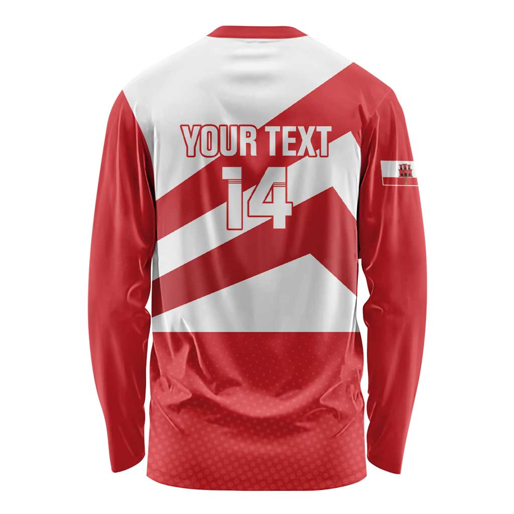 Custom Gibraltar Football Long Sleeve Shirt Castle And Key Sporty Style