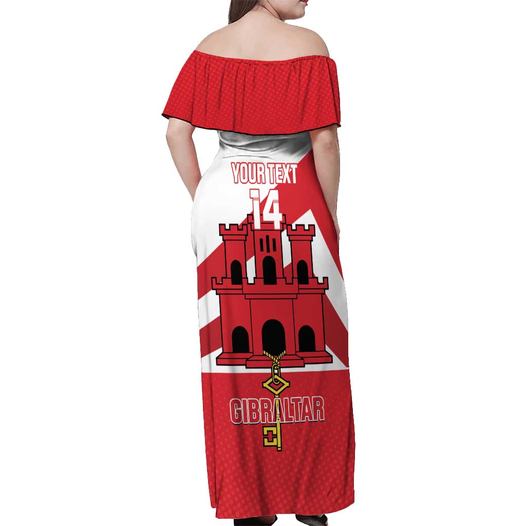 Custom Gibraltar Football Off Shoulder Maxi Dress Castle And Key Sporty Style