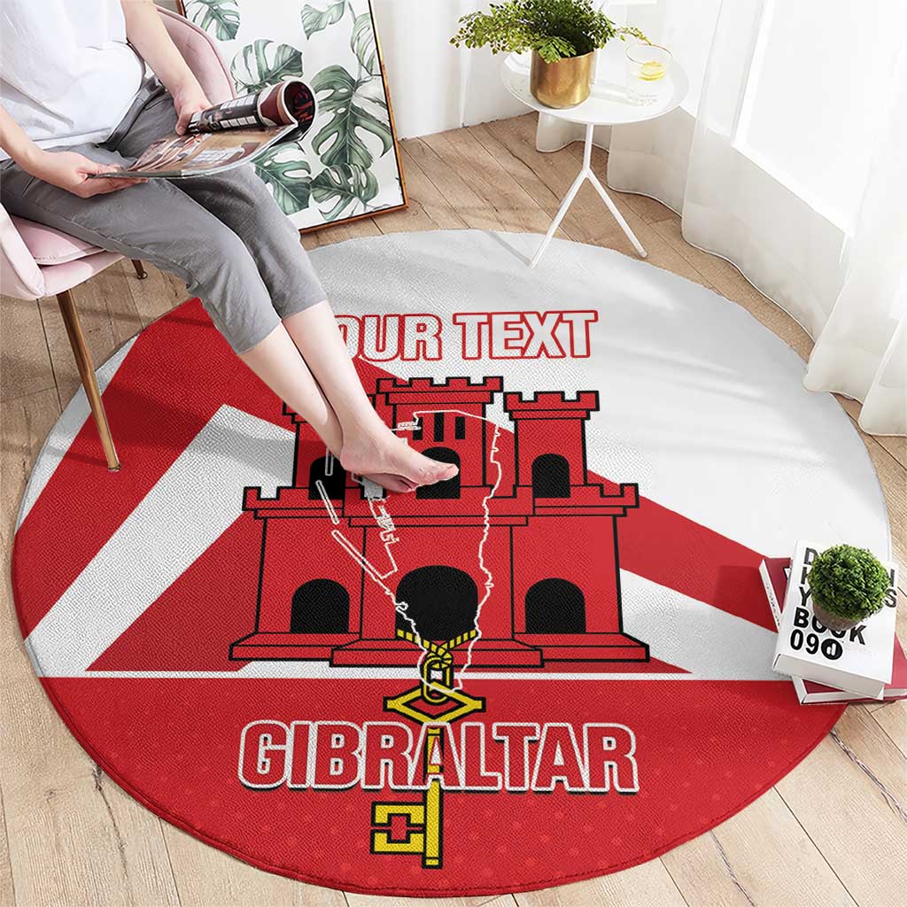 Custom Gibraltar Football Round Carpet Castle And Key Sporty Style