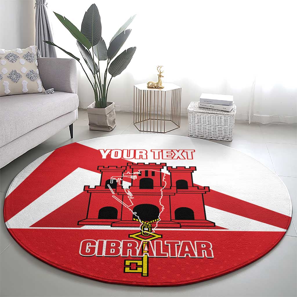 Custom Gibraltar Football Round Carpet Castle And Key Sporty Style