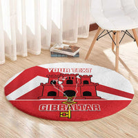 Custom Gibraltar Football Round Carpet Castle And Key Sporty Style