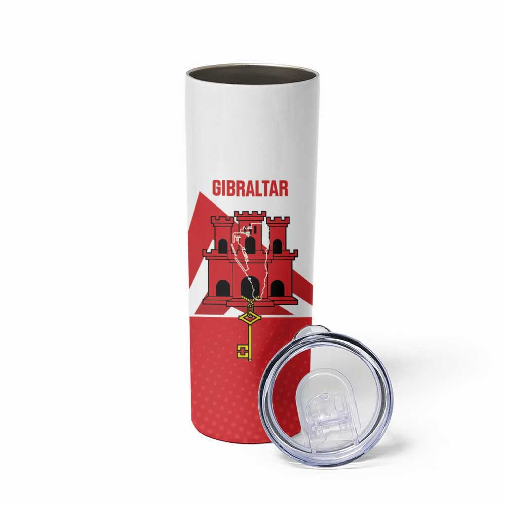 Custom Gibraltar Football Skinny Tumbler Castle And Key Sporty Style