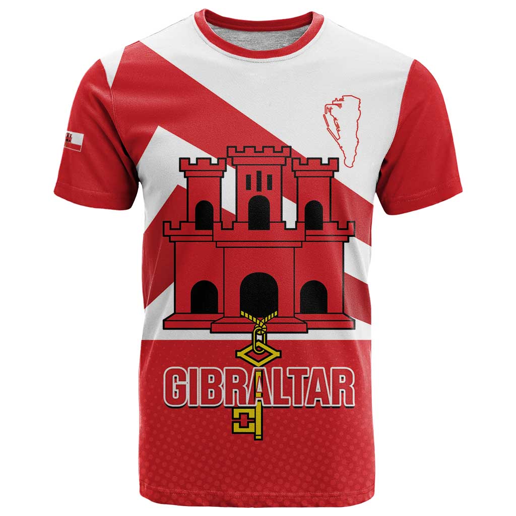 Custom Gibraltar Football T Shirt Castle And Key Sporty Style