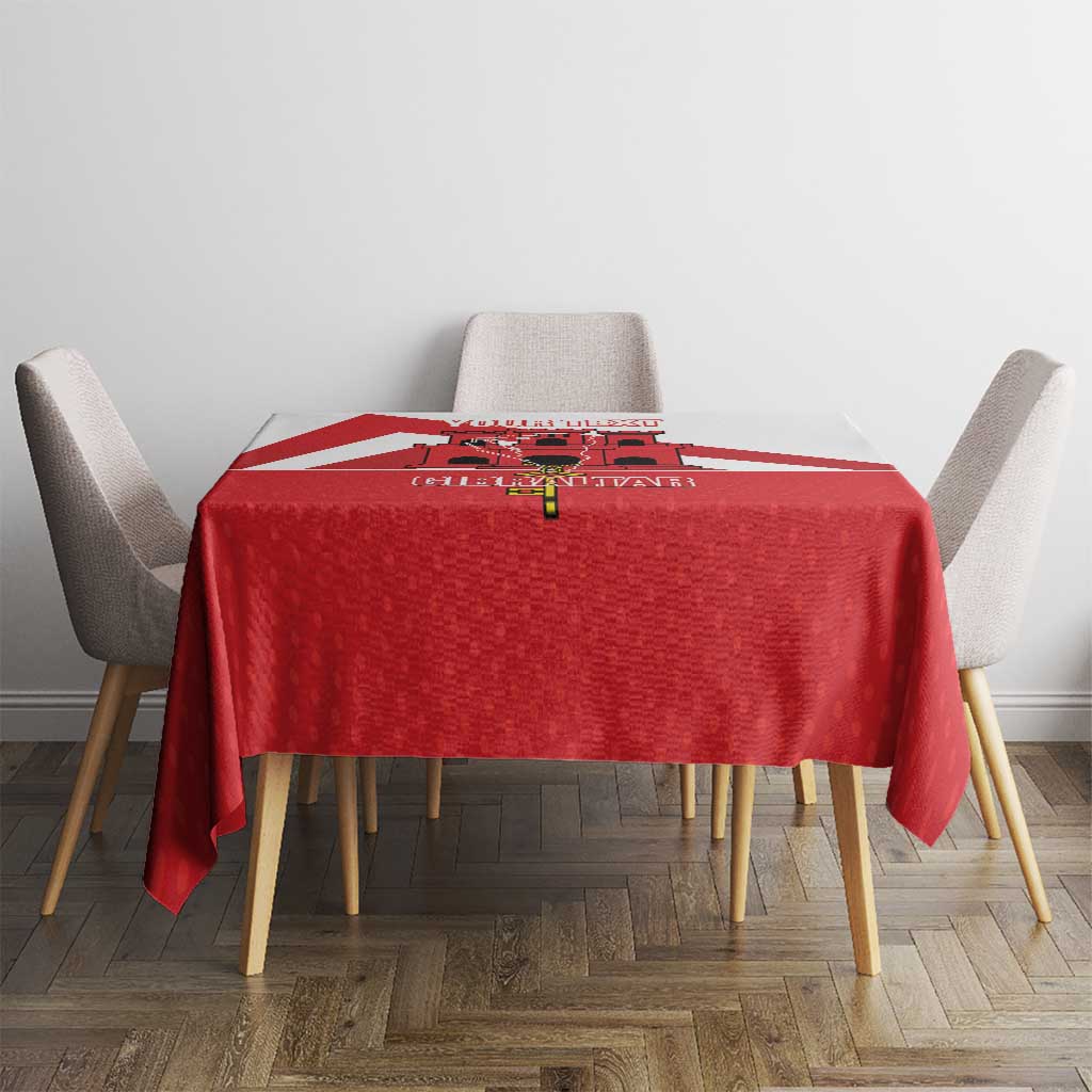 Custom Gibraltar Football Tablecloth Castle And Key Sporty Style