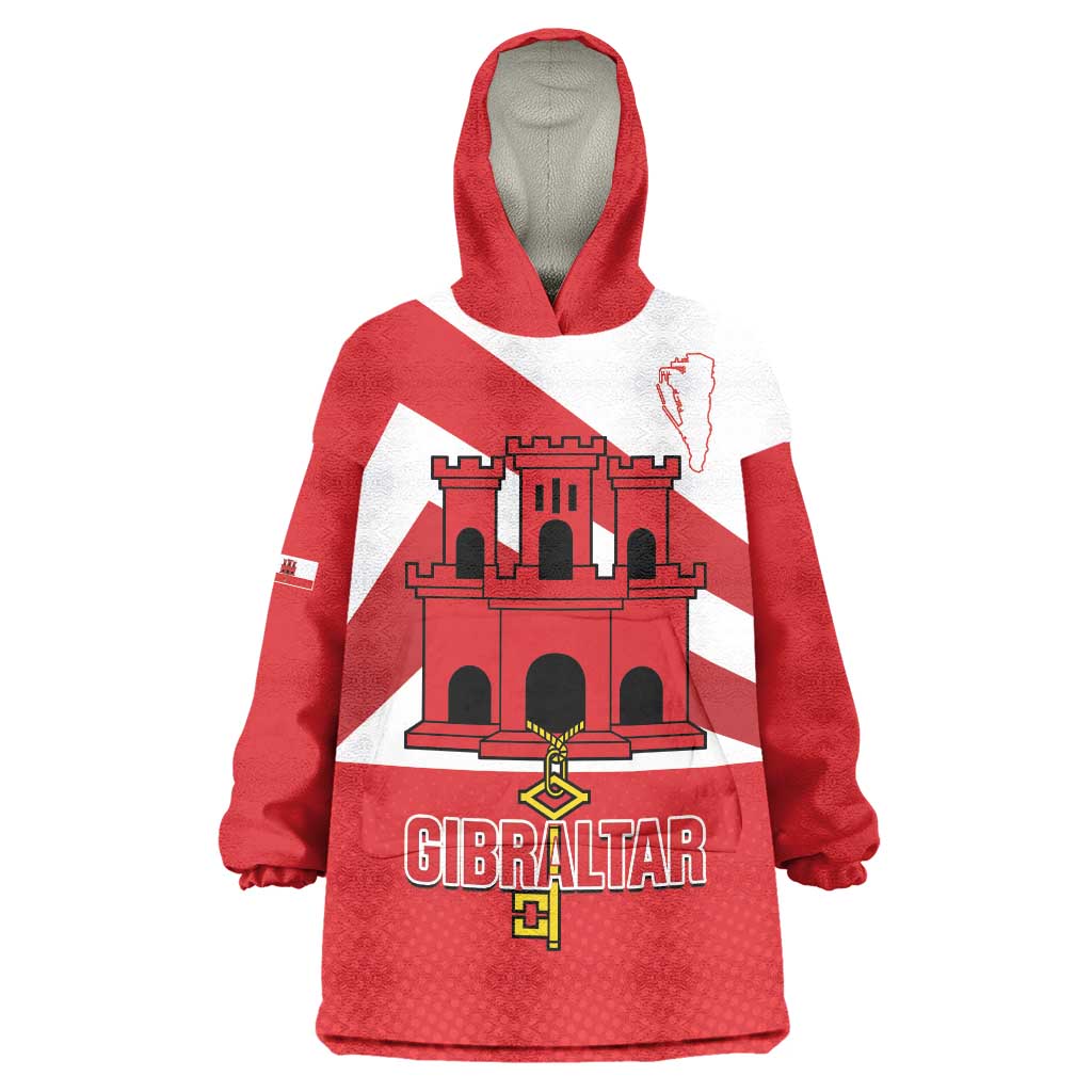 Custom Gibraltar Football Wearable Blanket Hoodie Castle And Key Sporty Style