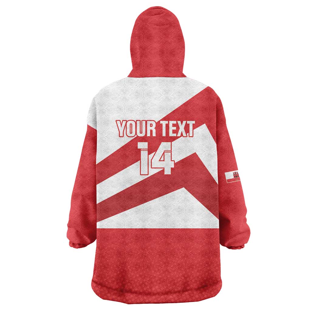 Custom Gibraltar Football Wearable Blanket Hoodie Castle And Key Sporty Style