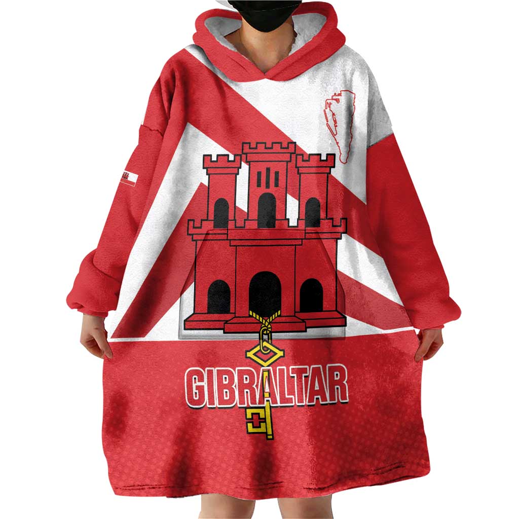 Custom Gibraltar Football Wearable Blanket Hoodie Castle And Key Sporty Style
