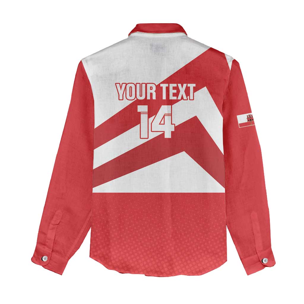 Custom Gibraltar Football Women Casual Shirt Castle And Key Sporty Style