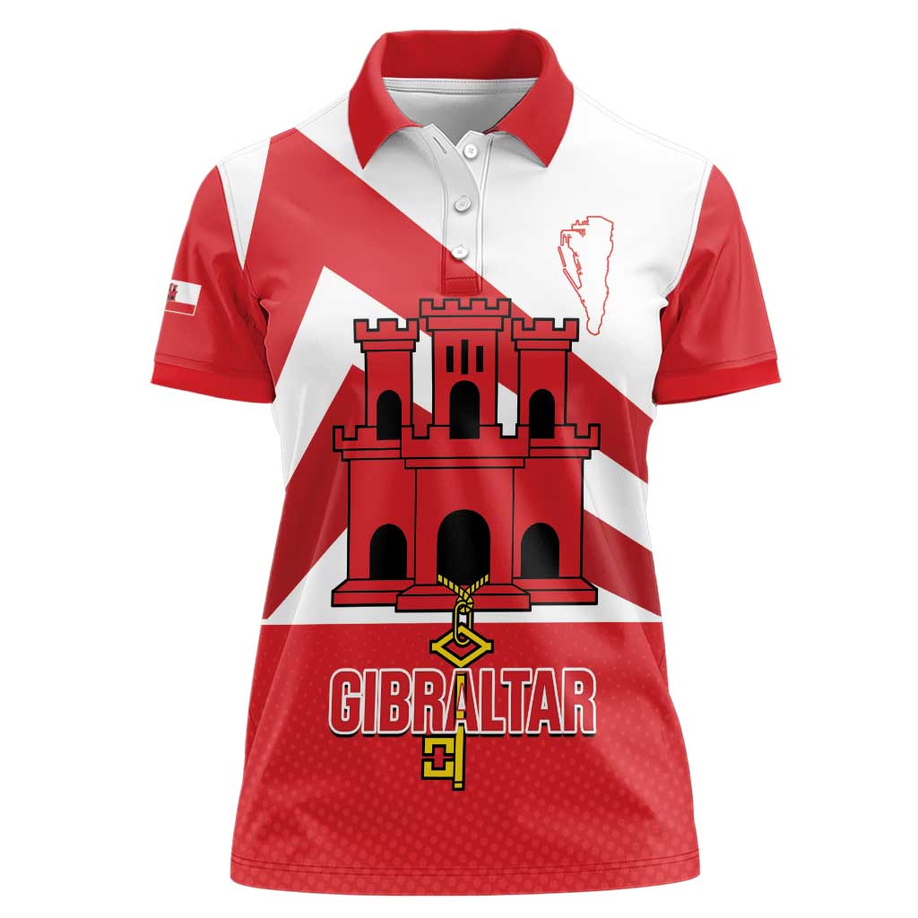 Custom Gibraltar Football Women Polo Shirt Castle And Key Sporty Style