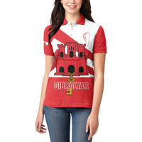 Custom Gibraltar Football Women Polo Shirt Castle And Key Sporty Style