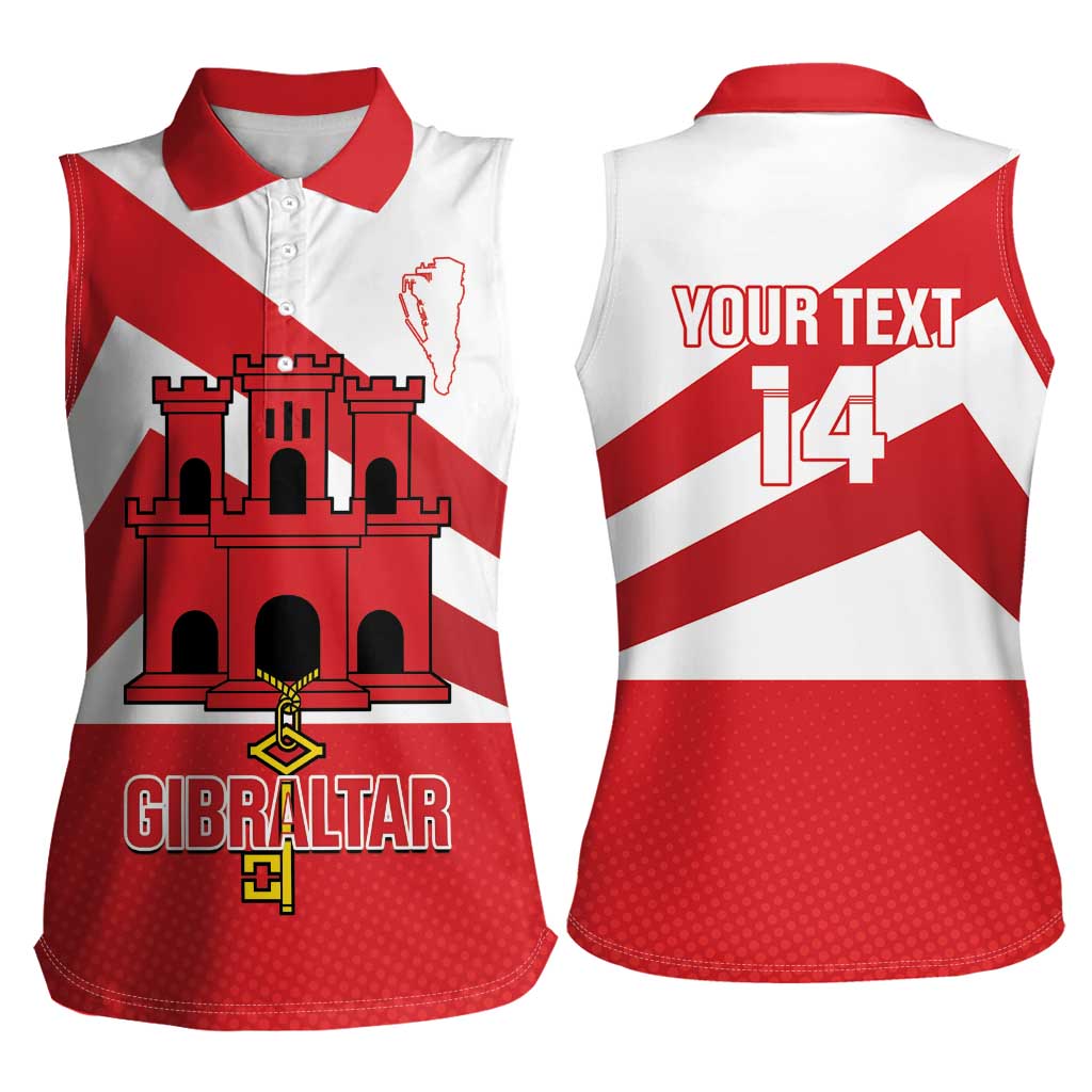 Custom Gibraltar Football Women Sleeveless Polo Shirt Castle And Key Sporty Style