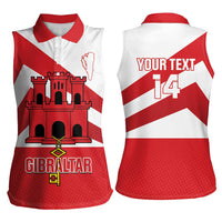 Custom Gibraltar Football Women Sleeveless Polo Shirt Castle And Key Sporty Style