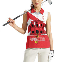 Custom Gibraltar Football Women Sleeveless Polo Shirt Castle And Key Sporty Style