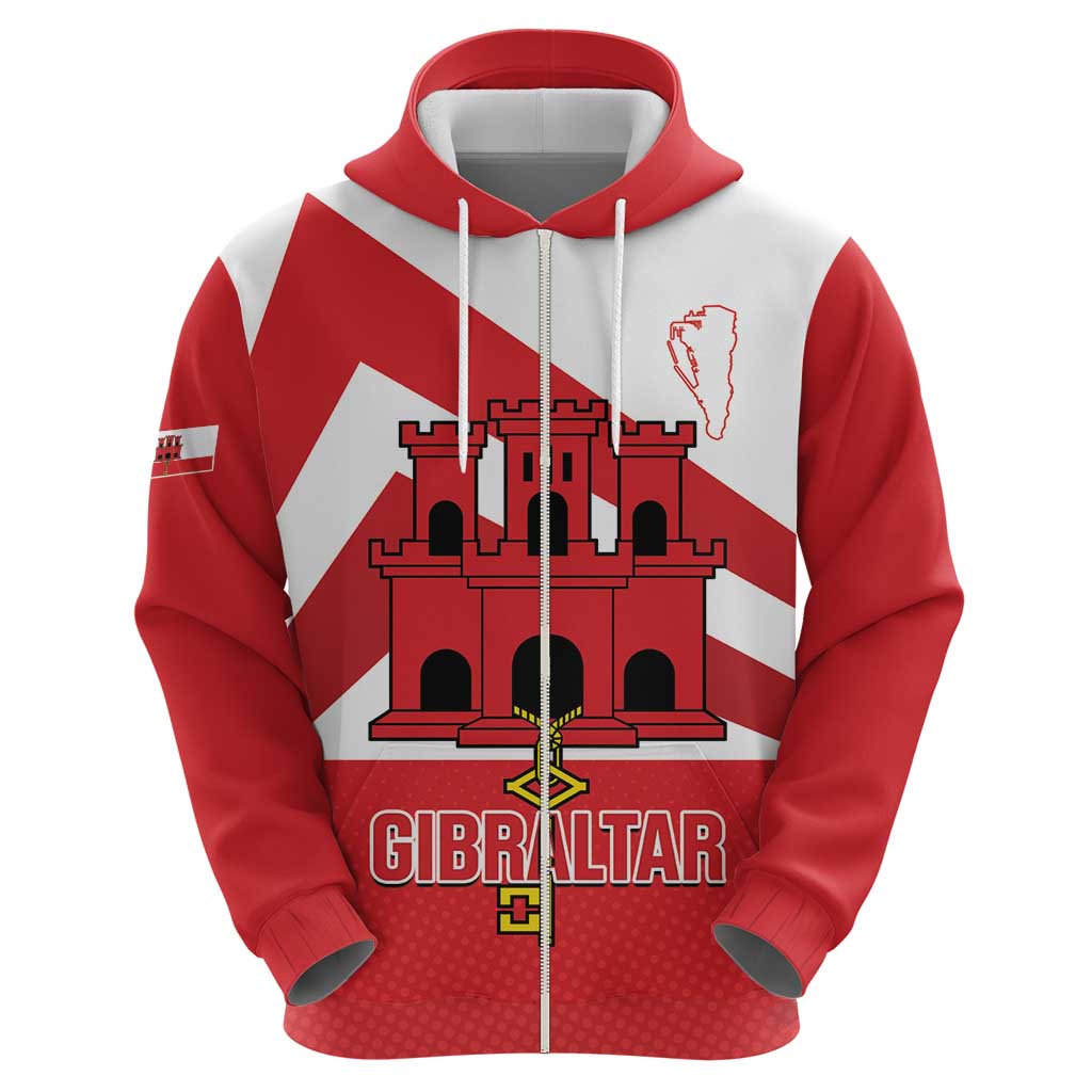 Custom Gibraltar Football Zip Hoodie Castle And Key Sporty Style