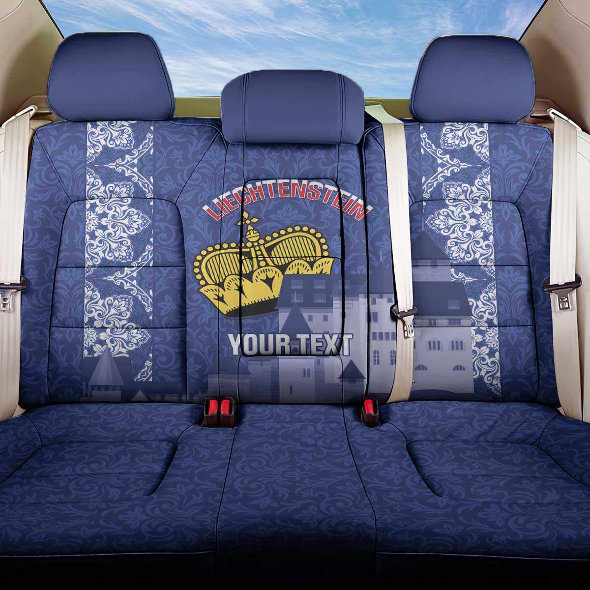 Custom Liechtenstein Football Back Car Seat Cover Go Blue-Reds Gutenberg Castle