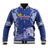 Custom Liechtenstein Football Baseball Jacket Go Blue-Reds Gutenberg Castle
