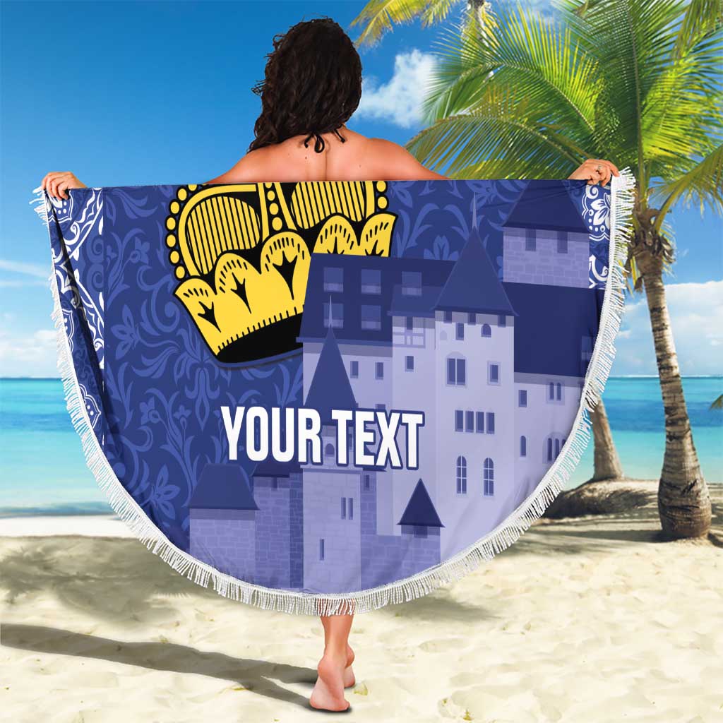 Custom Liechtenstein Football Beach Blanket Go Blue-Reds Gutenberg Castle