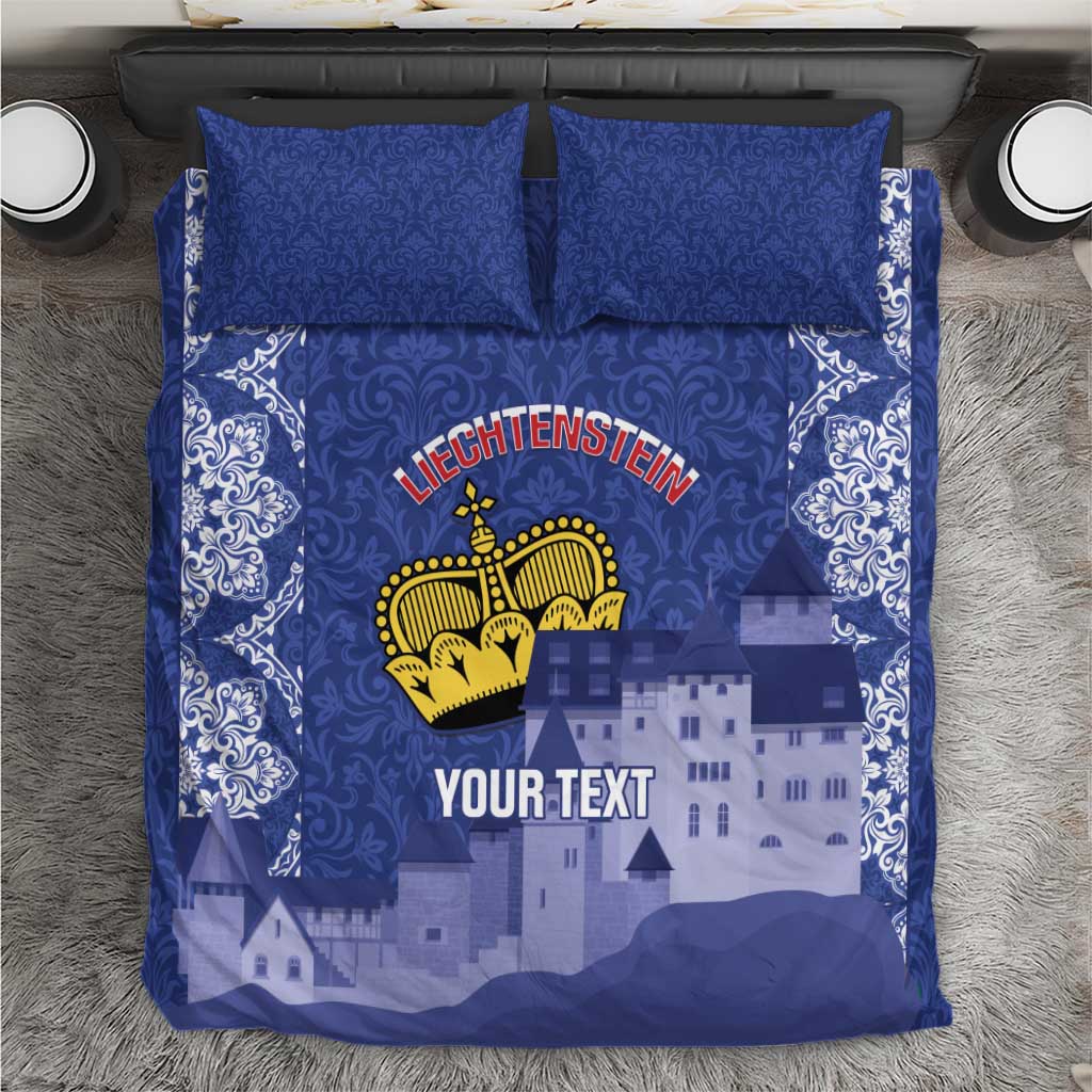 Custom Liechtenstein Football Bedding Set Go Blue-Reds Gutenberg Castle