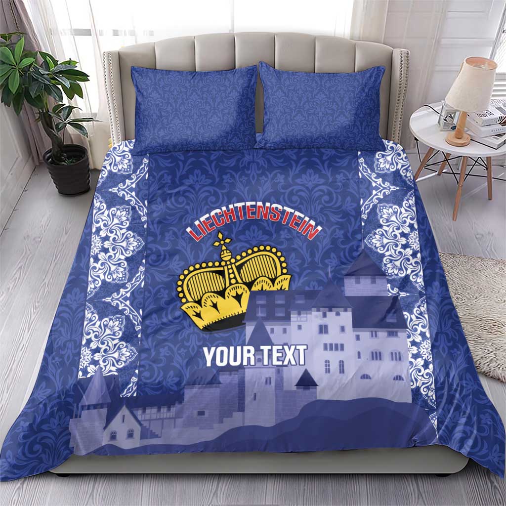 Custom Liechtenstein Football Bedding Set Go Blue-Reds Gutenberg Castle