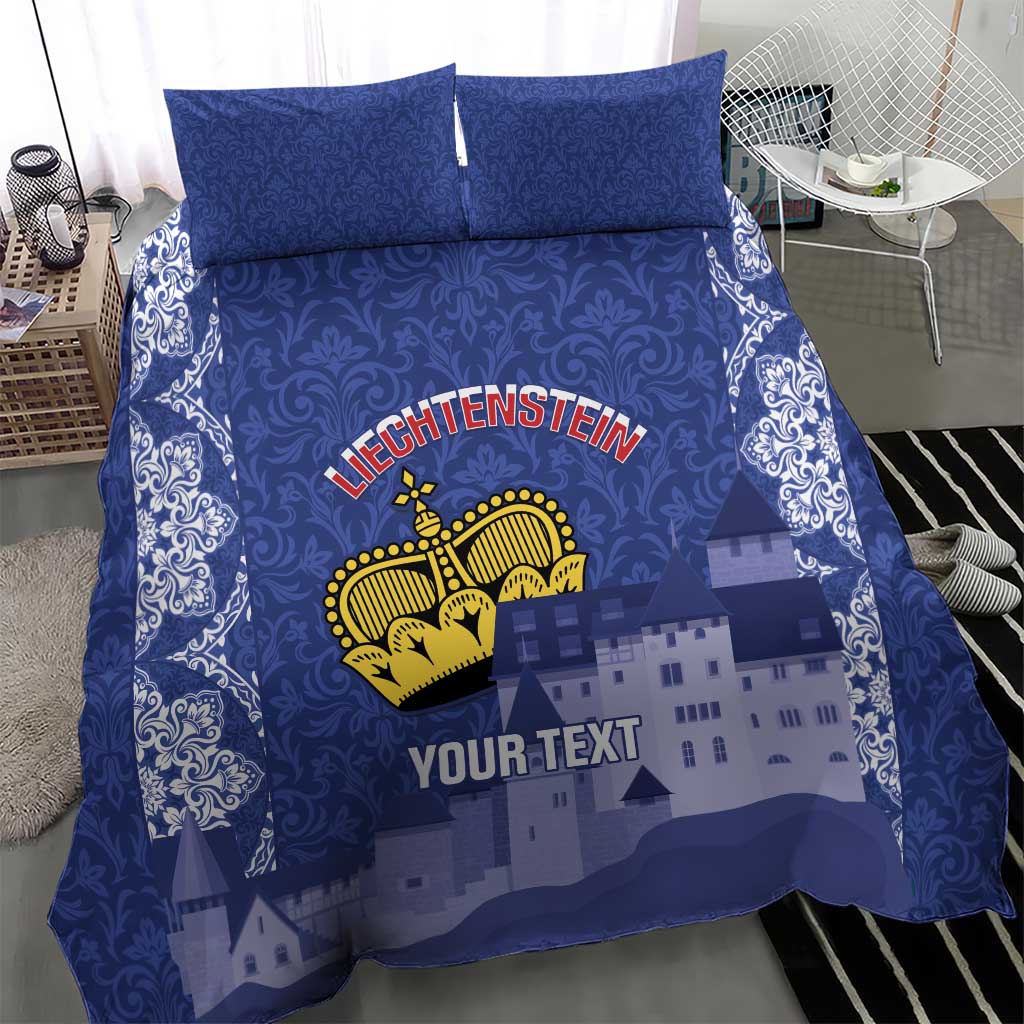Custom Liechtenstein Football Bedding Set Go Blue-Reds Gutenberg Castle