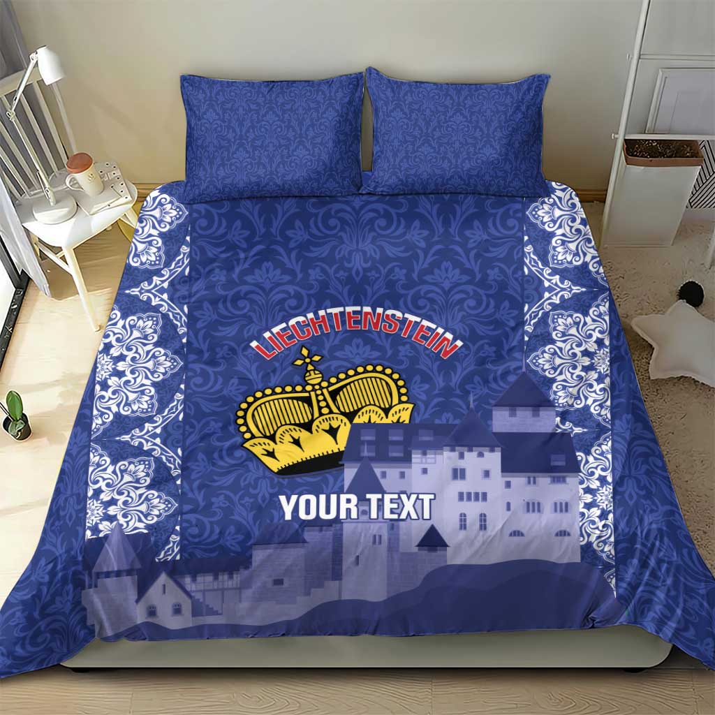 Custom Liechtenstein Football Bedding Set Go Blue-Reds Gutenberg Castle
