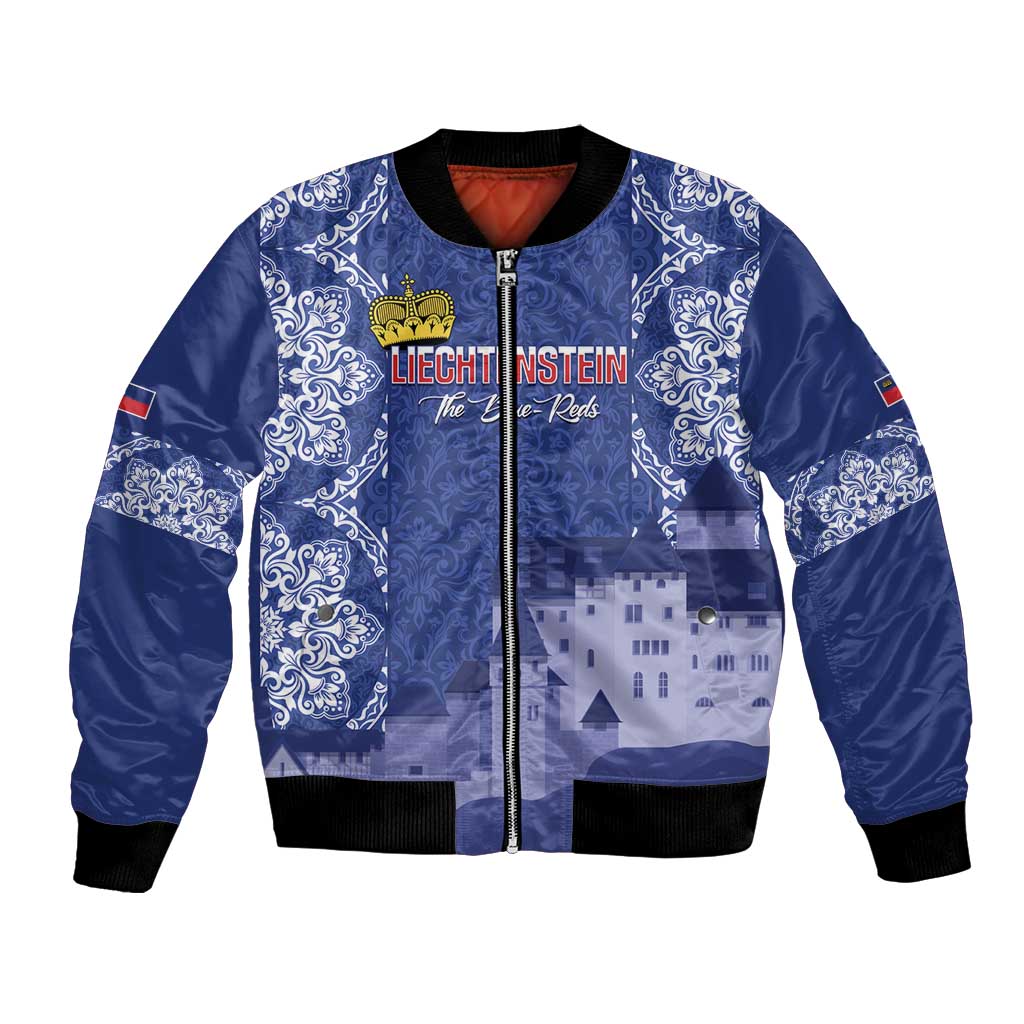 Custom Liechtenstein Football Bomber Jacket Go Blue-Reds Gutenberg Castle